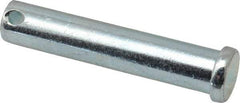 Made in USA - 1/2" Pin Diam, 2-1/2" OAL, Standard Clevis Pin - 5/32" Hole, 2-11/32" Usable Length, Zinc-Plated Steel - All Tool & Supply