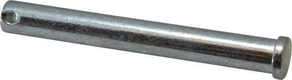 Made in USA - 1/2" Pin Diam, 4" OAL, Standard Clevis Pin - 5/32" Hole, 3-27/32" Usable Length, Zinc-Plated Steel - All Tool & Supply