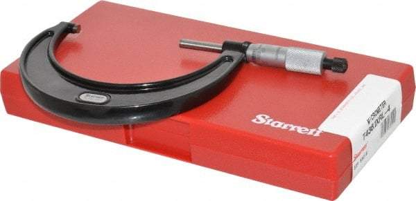 Starrett - 3 to 4" Range, 0.0001" Graduation, Mechanical Outside Micrometer - Ratchet Stop Thimble, Accurate to 0.0001" - All Tool & Supply