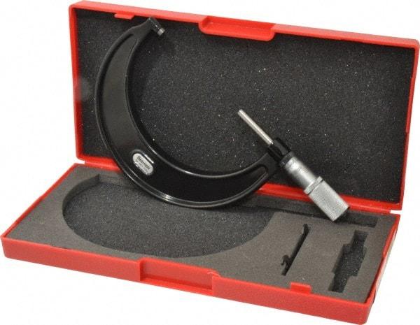 Starrett - 3 to 4" Range, 0.0001" Graduation, Mechanical Outside Micrometer - Friction Thimble, Accurate to 0.00005" - All Tool & Supply