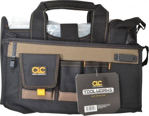 CLC - 15 Pocket Black & Brown Polyester Tool Bag - 16" Wide x 9" Deep x 9" High - All Tool & Supply