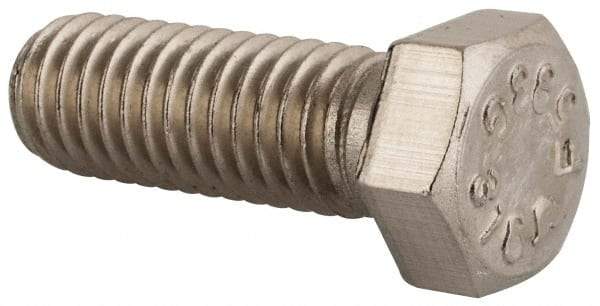 Value Collection - 7/16-14 UNC, 1-1/4" Length Under Head Hex Head Cap Screw - Fully Threaded, Grade 316 Stainless Steel, Uncoated, 5/8" Hex - All Tool & Supply