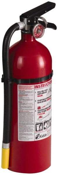 Kidde - 5 Lb, 3-A:40-B:C Rated, Dry Chemical Fire Extinguisher - 4-1/2" Diam x 16.07" High, 195 psi, 18' Discharge in 15 sec, Rechargeable, Seamless Aluminum Cylinder - All Tool & Supply