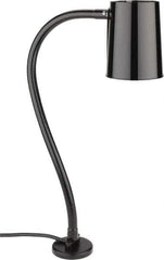 Made in USA - 24 Inch, Gooseneck, Magnetic Mounted, Incandescent, Black, General Purpose Task Light - 100 Watt, 120 Volt, Nonmagnifying - All Tool & Supply