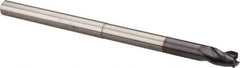 Niagara Cutter - 1/4", 3 Flute, Single End, Solid Carbide, 0.02" Corner Radius End Mill - 4" OAL, 35° Helix, Right Hand Flute, 3/8" LOC, Right Hand Cut, 2-1/8" Extended Reach - All Tool & Supply