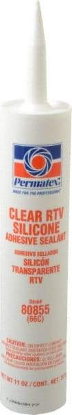 Permatex - 11 oz Cartridge Clear RTV Silicone Joint Sealant - -75 to 400°F Operating Temp, 24 hr Full Cure Time - All Tool & Supply