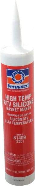 Permatex - 11 oz Cartridge Red RTV Silicone Gasket Sealant - -65 to 600°F Operating Temp, 24 hr Full Cure Time - All Tool & Supply