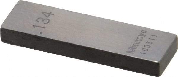 Mitutoyo - 0.134" Rectangular Steel Gage Block - Accuracy Grade 0, Includes Certificate of Inspection - All Tool & Supply