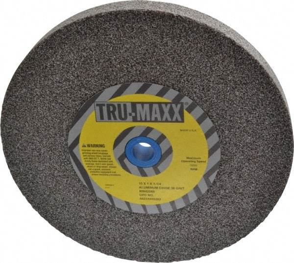 Tru-Maxx - 36 Grit Aluminum Oxide Bench & Pedestal Grinding Wheel - 10" Diam x 1-1/4" Hole x 1" Thick, 3250 Max RPM, P Hardness, Very Coarse Grade , Vitrified Bond - All Tool & Supply