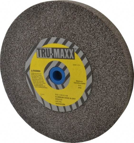 Tru-Maxx - 36 Grit Aluminum Oxide Bench & Pedestal Grinding Wheel - 10" Diam x 1-1/4" Hole x 1-1/4" Thick, 3250 Max RPM, O Hardness, Very Coarse Grade , Vitrified Bond - All Tool & Supply