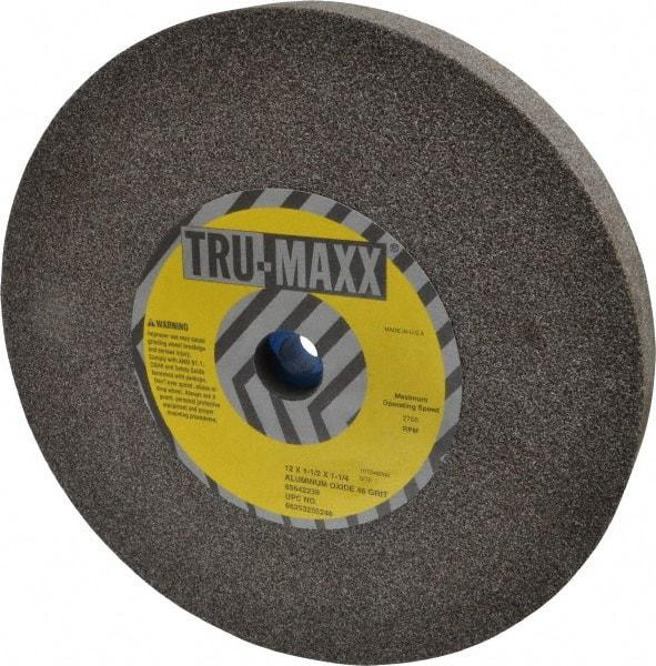 Tru-Maxx - 46 Grit Aluminum Oxide Bench & Pedestal Grinding Wheel - 12" Diam x 1-1/4" Hole x 1-1/2" Thick, 2705 Max RPM, P Hardness, Coarse Grade , Vitrified Bond - All Tool & Supply