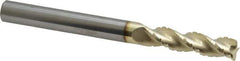 Accupro - 3/8" Diam, 1-1/2" LOC, 3 Flute Solid Carbide Roughing & Finishing Square End Mill - ZrN Finish, 4" OAL, 3/8" Shank Diam, Straight Shank, 37° Helix, Centercutting - All Tool & Supply