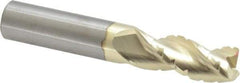 Accupro - 1/2" Diam, 1-1/4" LOC, 3 Flute Solid Carbide Roughing & Finishing Square End Mill - ZrN Finish, 3" OAL, 1/2" Shank Diam, Straight Shank, 37° Helix, Centercutting - All Tool & Supply