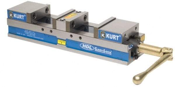 Kurt - 4" Jaw Width, 2-63/64" Jaw Opening Capacity, Horizontal Stationary Machine Vise - Manual Operation, 5,870 Lb Capacity, 1 Station, 17.7" Long x 3.775" High x 1-13/32" Deep, 35.56mm Jaw Height - All Tool & Supply