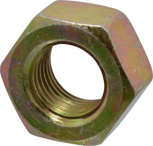 Value Collection - 7/16-20 UNF Steel Right Hand Hex Nut - 11/16" Across Flats, 3/8" High, Zinc Yellow Dichromate Finish - All Tool & Supply