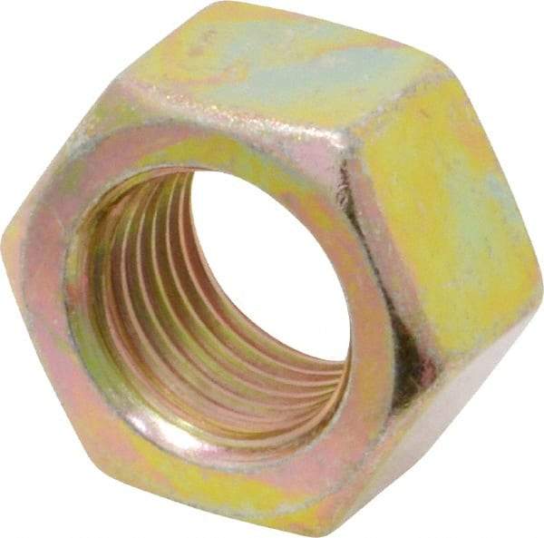 Value Collection - 1/2-20 UNF Steel Right Hand Hex Nut - 3/4" Across Flats, 7/16" High, Zinc Yellow Dichromate Finish - All Tool & Supply