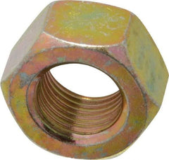 Value Collection - 9/16-18 UNF Steel Right Hand Hex Nut - 7/8" Across Flats, 31/64" High, Zinc Yellow Dichromate Finish - All Tool & Supply