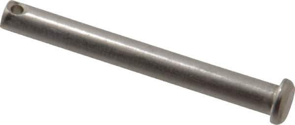 Made in USA - 1/4" Pin Diam, 2-1/4" OAL, Standard Clevis Pin - 3/32" Hole, 2-5/32" Usable Length, Uncoated Stainless Steel - All Tool & Supply