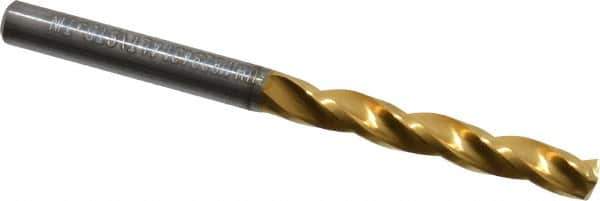 Guhring - 11/64" 150° Solid Carbide Jobber Drill - TiN Finish, Right Hand Cut, Spiral Flute, Straight Shank, 2-9/32" OAL, Standard Point - All Tool & Supply