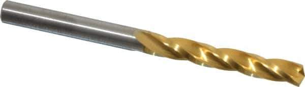 Guhring - 3/16" 150° Solid Carbide Jobber Drill - TiN Finish, Right Hand Cut, Spiral Flute, Straight Shank, 2-7/16" OAL, Standard Point - All Tool & Supply