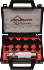 Mayhew - 11 Piece, 1/8 to 3/4", Hollow Punch Set - Round Shank, Alloy Steel, Comes in Plastic Case - All Tool & Supply