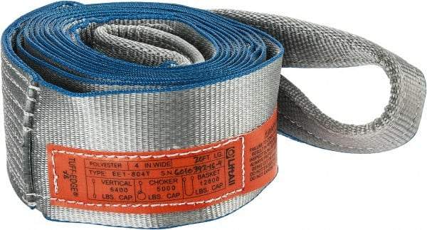 Lift-All - 20' Long x 4" Wide, 6,400 Lb Vertical Capacity, 1 Ply, Polyester Web Sling - 5,000 Lb Choker Capacity, Silver (Color) - All Tool & Supply