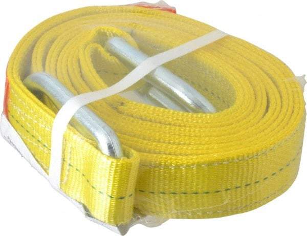 Lift-All - 10' Long x 2" Wide, 6,400 Lb Vertical Capacity, 2 Ply, Polyester Web Sling - 5,000 Lb Choker Capacity, Yellow - All Tool & Supply