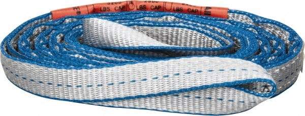 Lift-All - 8' Long x 1" Wide, 3,200 Lb Vertical Capacity, 2 Ply, Polyester Web Sling - 2,500 Lb Choker Capacity, Silver (Color) - All Tool & Supply