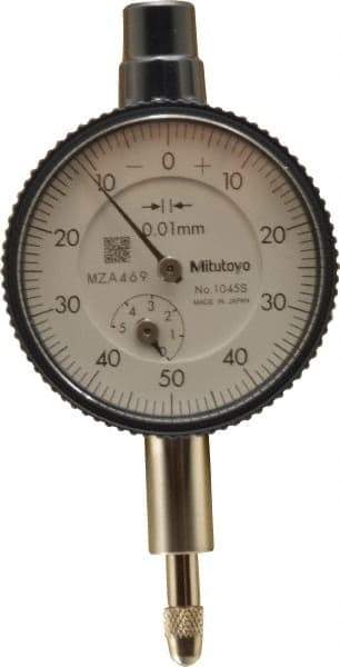 Mitutoyo - 5mm Range, 0-50 Dial Reading, 0.01mm Graduation Dial Drop Indicator - 40mm Dial, 1mm Range per Revolution, 0.013mm Accuracy, Revolution Counter - All Tool & Supply