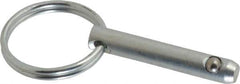 Gibraltar - 1/4" Pin Diam, 1-1/4" Long, Zinc Plated Steel Ball Lock Hitch Pin - 1" Usable Length - All Tool & Supply