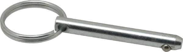 Gibraltar - 1/4" Pin Diam, 1-3/4" Long, Zinc Plated Steel Ball Lock Hitch Pin - 1-1/2" Usable Length - All Tool & Supply