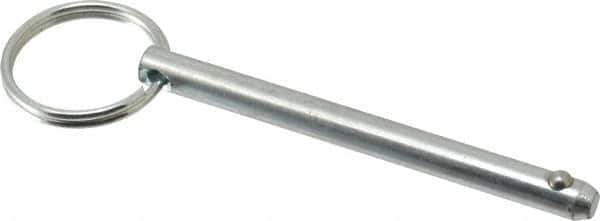 Gibraltar - 1/4" Pin Diam, 2-3/4" Long, Zinc Plated Steel Ball Lock Hitch Pin - 2-1/2" Usable Length - All Tool & Supply