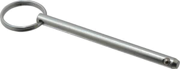 Gibraltar - 1/4" Pin Diam, 3-1/4" Long, Zinc Plated Steel Ball Lock Hitch Pin - 3" Usable Length - All Tool & Supply