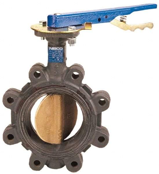 NIBCO - 6" Pipe, Lug Butterfly Valve - Lever Handle, Ductile Iron Body, Buna-N Seat, 200 WOG, Aluminum Bronze Disc, Stainless Steel Stem - All Tool & Supply