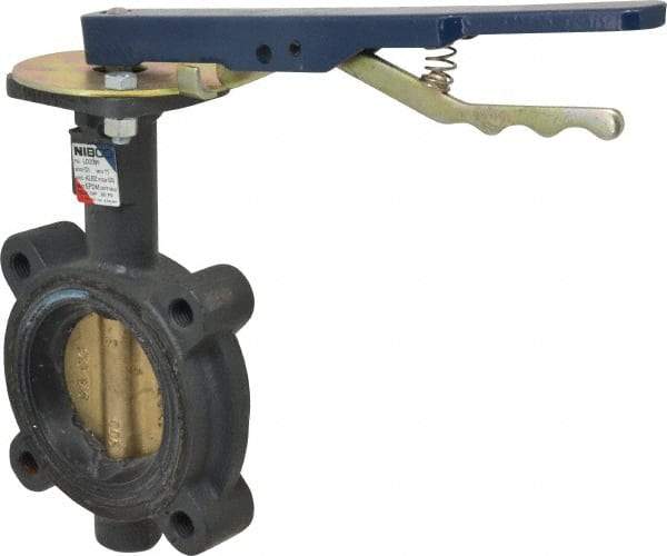 NIBCO - 3" Pipe, Lug Butterfly Valve - Lever Handle, Ductile Iron Body, EPDM Seat, 200 WOG, Aluminum Bronze Disc, Stainless Steel Stem - All Tool & Supply