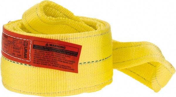 Lift-All - 6' Long x 4" Wide, 11,500 Lb Vertical Capacity, 2 Ply, Polyester Web Sling - 9,200 Lb Choker Capacity, Yellow - All Tool & Supply