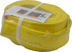 Lift-All - 10' Long x 4" Wide, 11,500 Lb Vertical Capacity, 2 Ply, Polyester Web Sling - 9,200 Lb Choker Capacity, Yellow - All Tool & Supply