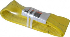 Lift-All - 3' Long x 4" Wide, 11,500 Lb Vertical Capacity, 2 Ply, Polyester Web Sling - 9,200 Lb Choker Capacity, Yellow - All Tool & Supply