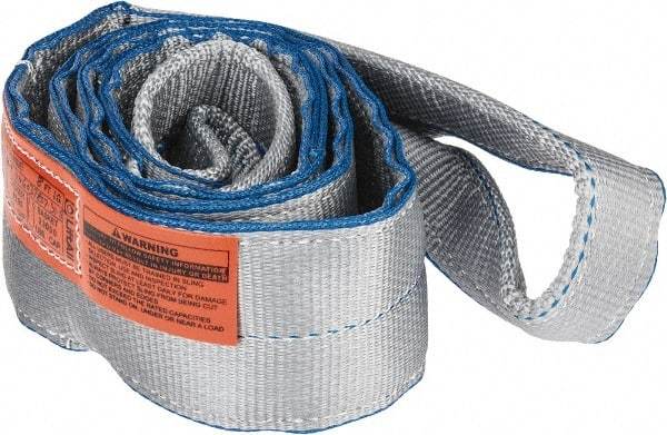 Lift-All - 8' Long x 4" Wide, 11,500 Lb Vertical Capacity, 2 Ply, Polyester Web Sling - 9,200 Lb Choker Capacity, Silver (Color) - All Tool & Supply