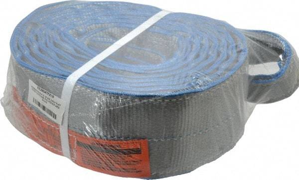 Lift-All - 16' Long x 4" Wide, 11,500 Lb Vertical Capacity, 2 Ply, Polyester Web Sling - 9,200 Lb Choker Capacity, Silver (Color) - All Tool & Supply