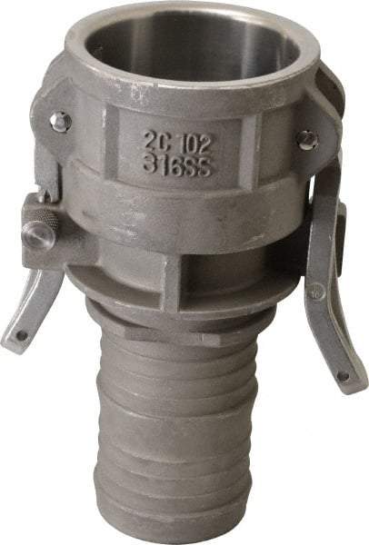 EVER-TITE Coupling Products - 2" Stainless Steel Cam & Groove Suction & Discharge Hose Female Coupler Hose Shank - Part C, 250 Max psi - All Tool & Supply