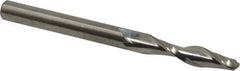 Onsrud - 1/4" Cutting Diam x 1-1/8" Length of Cut, 2 Flute, Upcut Spiral Router Bit - Uncoated, Right Hand Cut, Solid Carbide, 3" OAL x 1/4" Shank Diam, Ball End Taper, 30° Helix Angle - All Tool & Supply