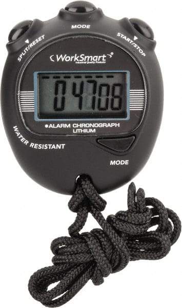 Value Collection - Water Resistant Digital Stopwatch - 3V Lithium Battery, Back Lit, Black - All Tool & Supply