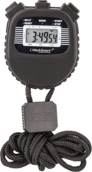 Value Collection - LCD Digital Stopwatch - 3 Functions, 1/100 Sec Resolution, Black - All Tool & Supply