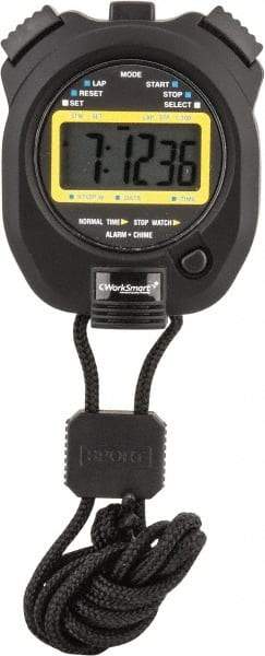 Value Collection - LCD Digital Stopwatch with Split Counter - 4 Functions, 1/100 Sec Resolution, Black - All Tool & Supply