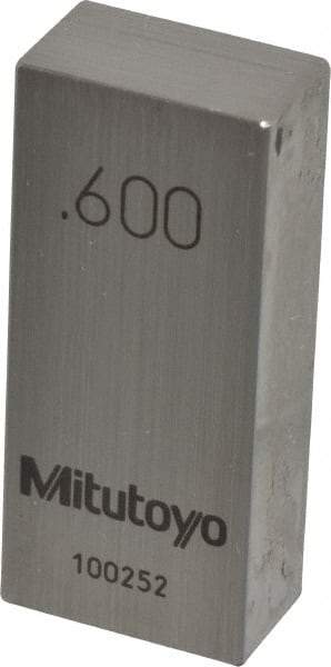 Mitutoyo - 0.6" Rectangular Steel Gage Block - Accuracy Grade 0, Includes Certificate of Inspection - All Tool & Supply