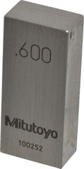 Mitutoyo - 0.6" Rectangular Steel Gage Block - Accuracy Grade 0, Includes Certificate of Inspection - All Tool & Supply