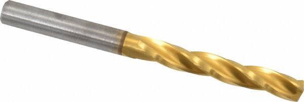 Guhring - 5.4mm 150° Solid Carbide Jobber Drill - TiN Finish, Right Hand Cut, Spiral Flute, Straight Shank, 2.598" OAL, Standard Point - All Tool & Supply