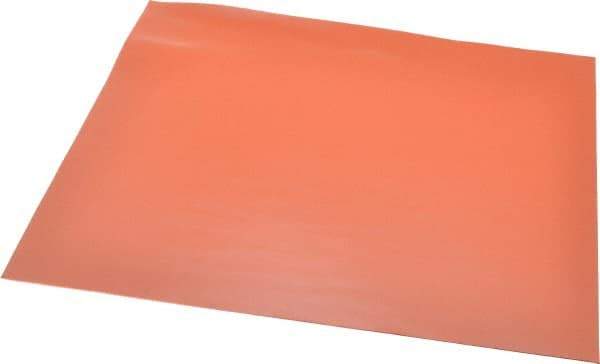 Made in USA - 12" Long, 12" Wide, 0.031" Thick, Silicone Rubber Foam Sheet - 20 Durometer, Orange-Red, -40 to 300°F, 650 psi Tensile Strength, Plain Backing, Stock Length - All Tool & Supply