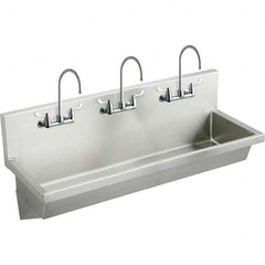 ELKAY - Stainless Steel Sinks Type: (3) Person Wash-Station w/Manual Faucet Outside Length: 72 (Inch) - All Tool & Supply